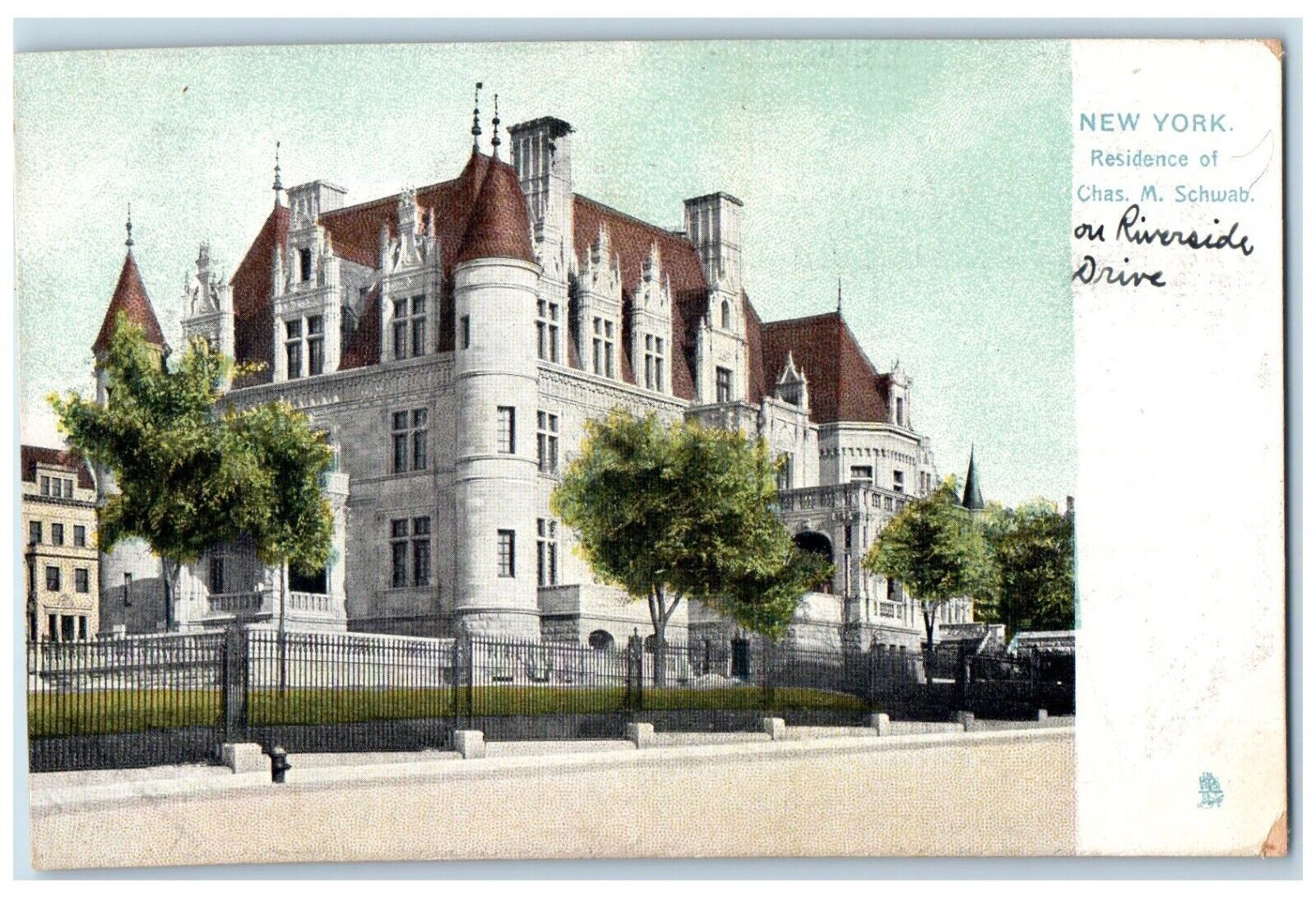 c1910's Residence Of Chas M. Schwab Street View New York NY Tuck's Postcard