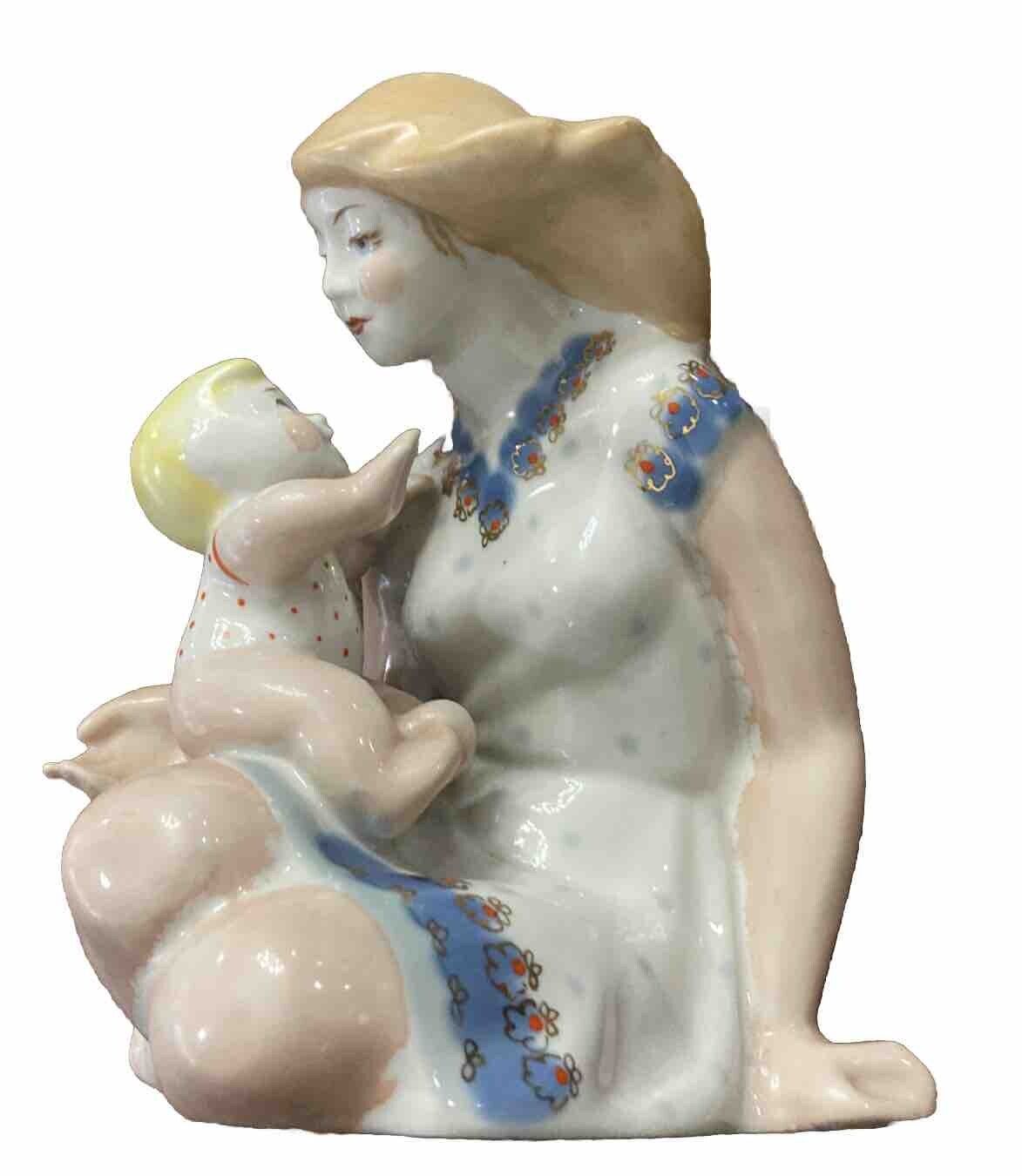 Vintage Old Porcelain Figurine Motherhood USSR ZHK Original Decor Sculpt