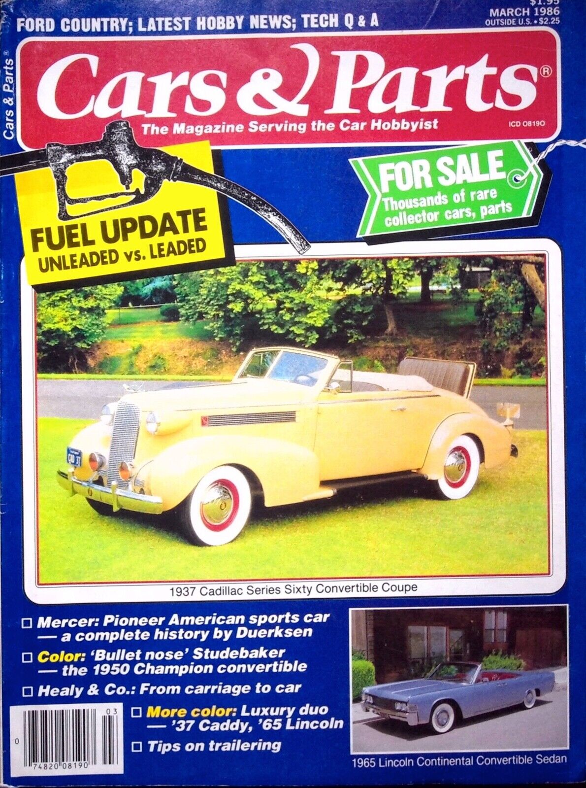 1937 CADILLAC SERIES SIXTY CONVERTIBLE COUPE - CAR & PARTS MAGAZINE, MARCH 1986