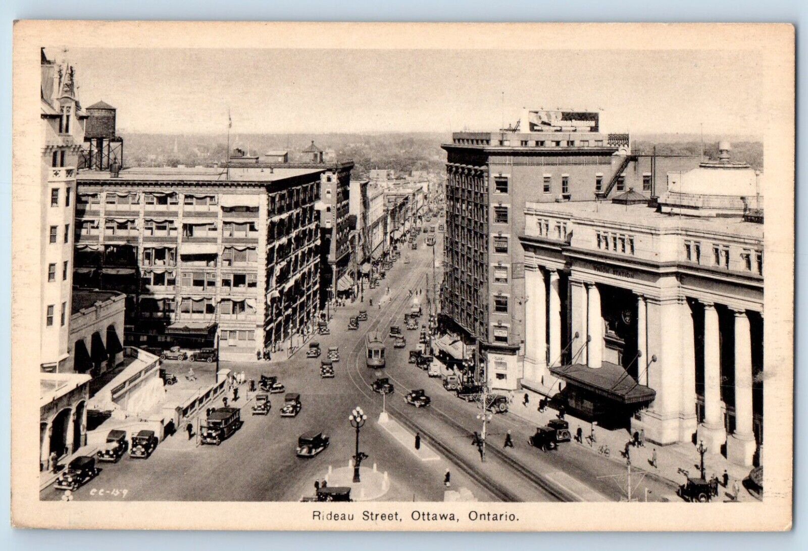 Ottawa Ontario Canada Postcard View Of Rideau Street Cars Trolley c1930\'s