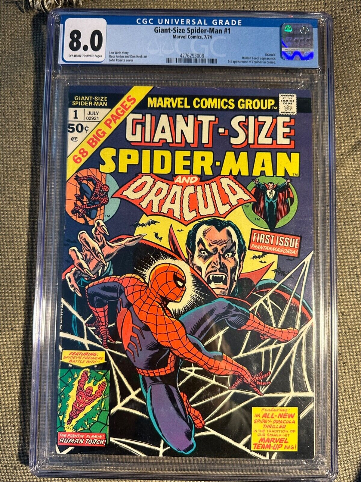 GIANT-SIZE SPIDER-MAN #1  VF 8.0  CGC DRACULA Undergraded Bronze Age Must Own