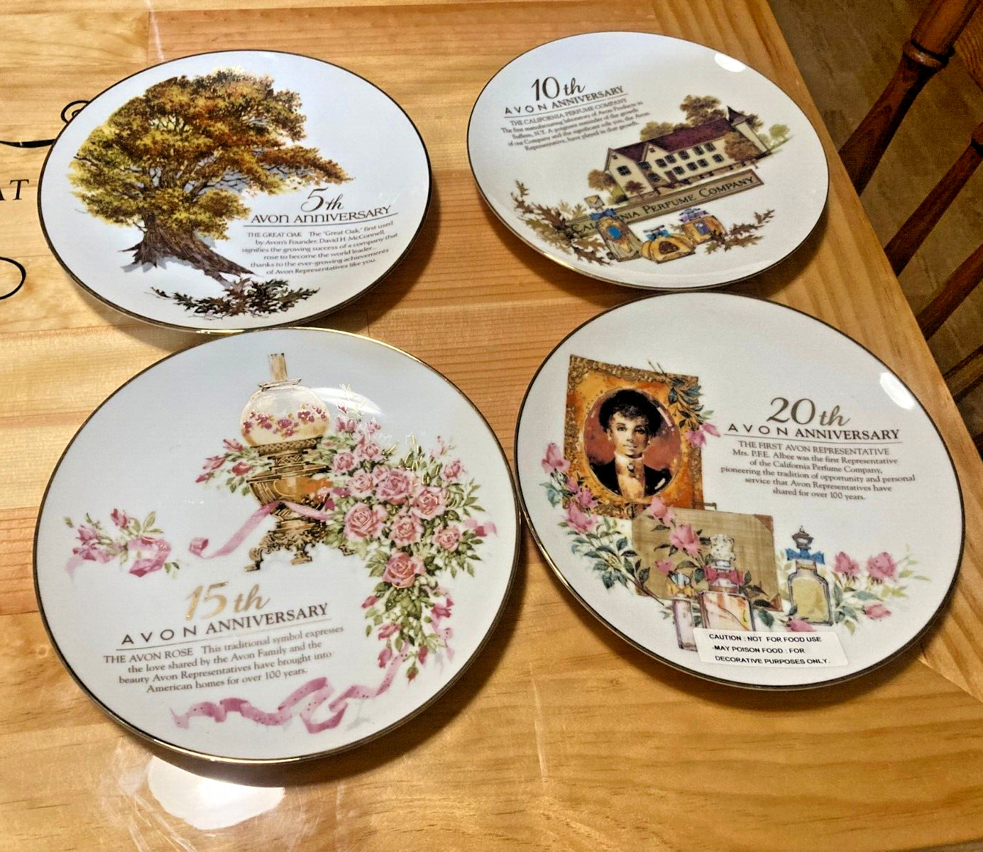 Avon Anniversary plates, 5th, 10th, 15th and 20th anniversary, set of 4 Msc5