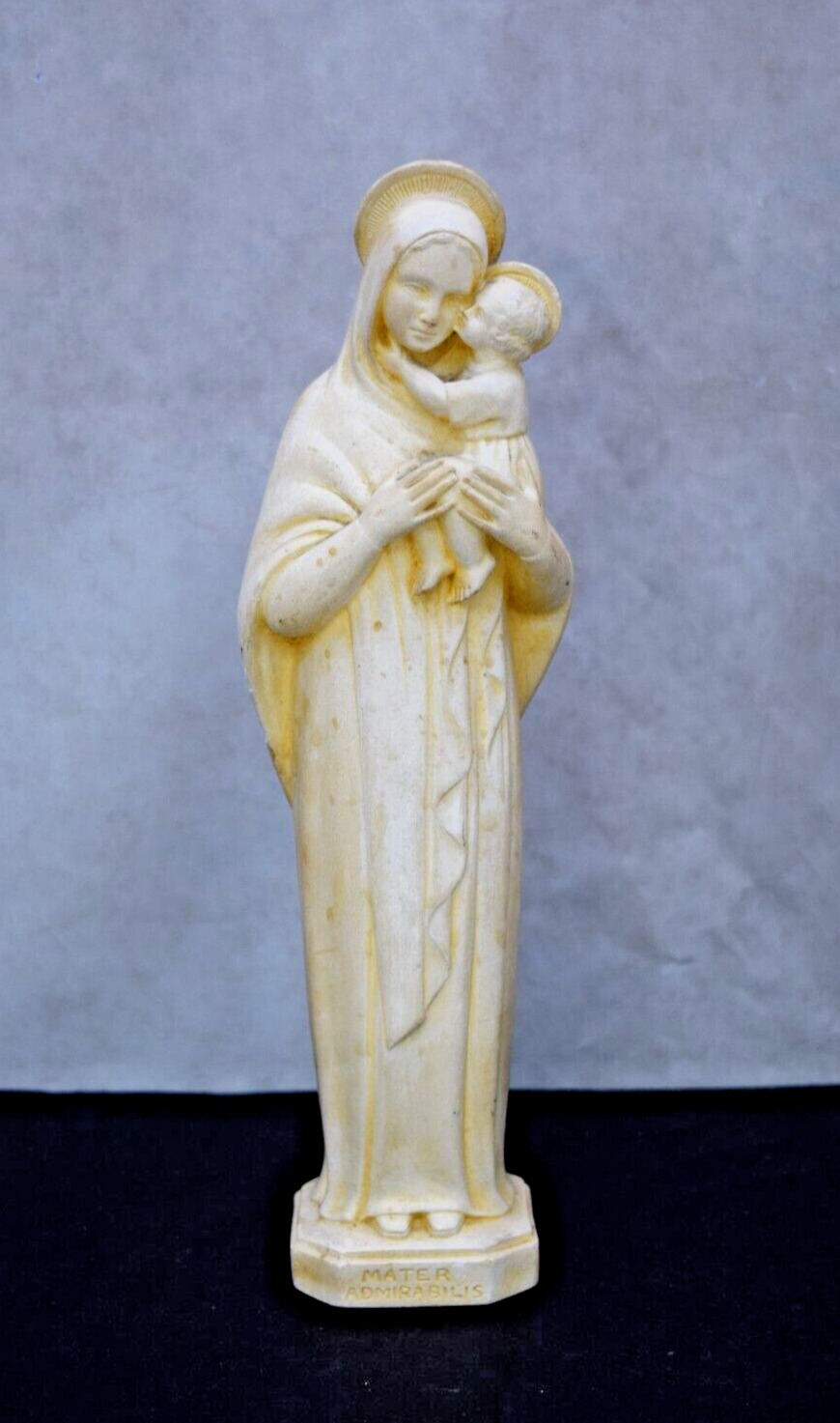 + Old Plaster Statue, Madonna With Child, Mary, 13\