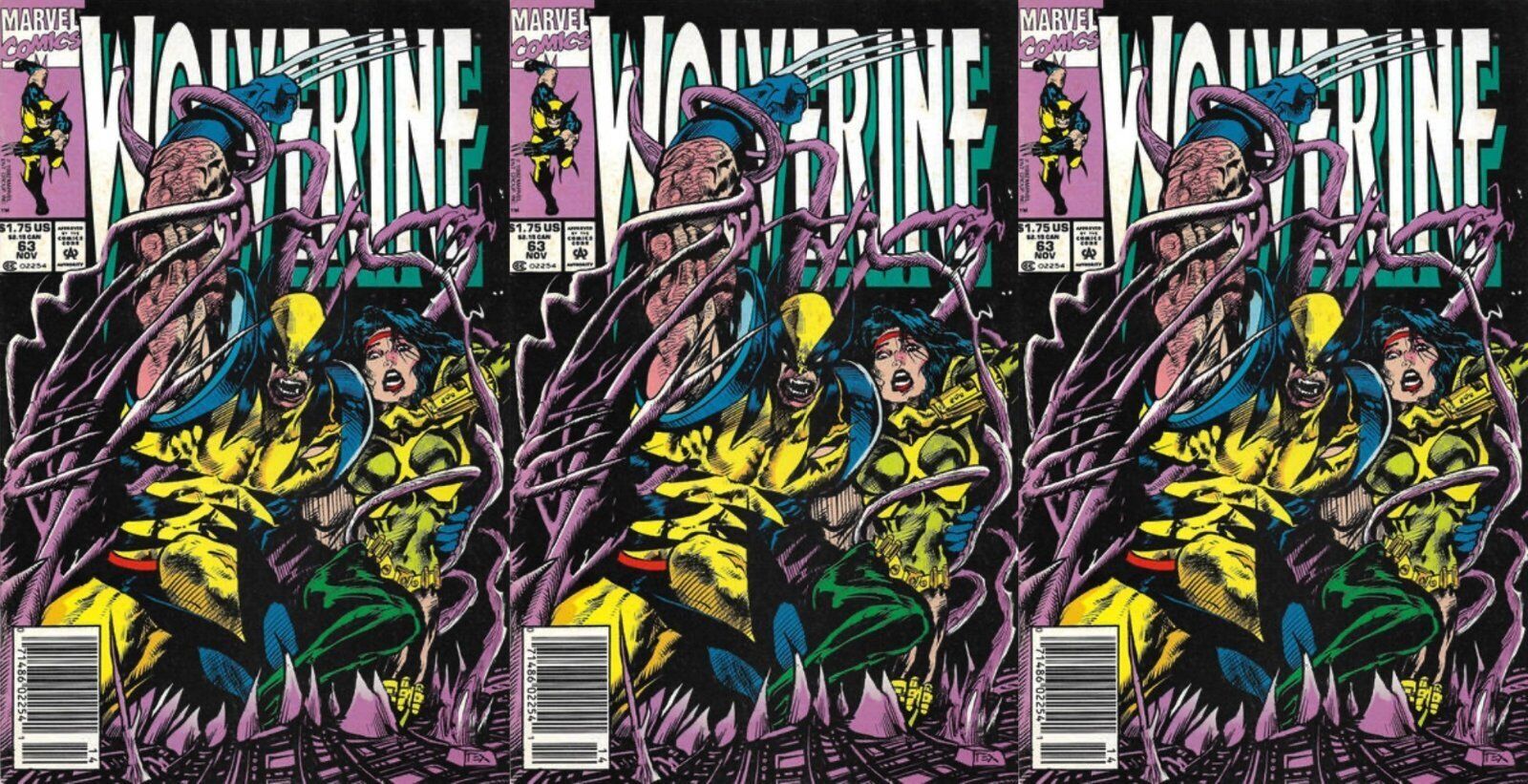 Wolverine #63 Newsstand Covers (1988-2003) Marvel Comics - 3 Comics