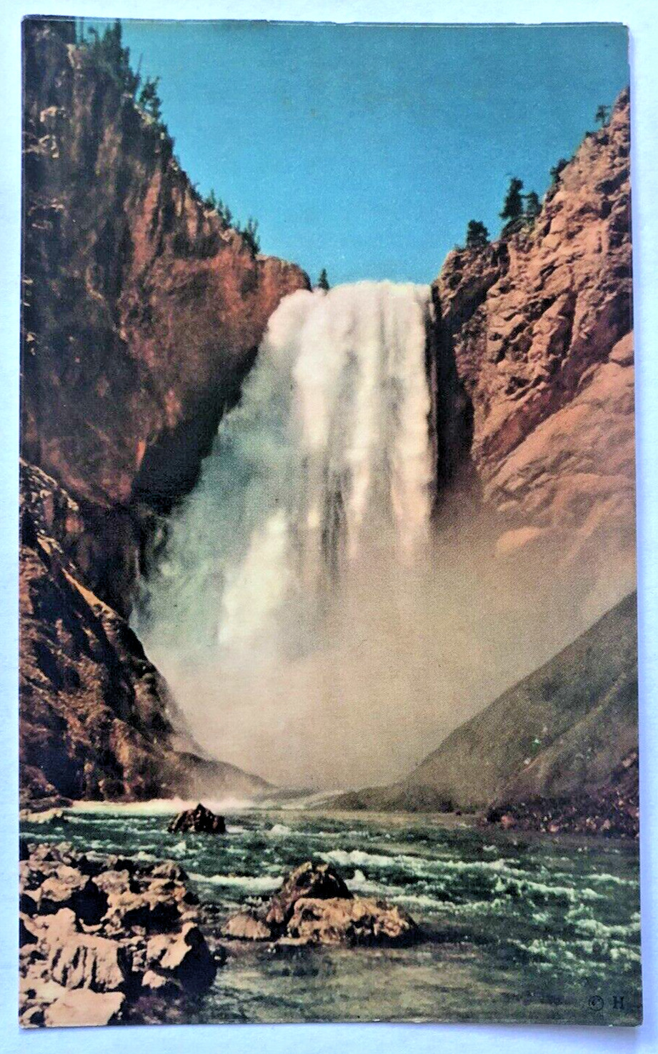 Lower Great Falls Yellowstone Grand Canyon Uncle Tom\'s Trail Wyoming WY Postcard