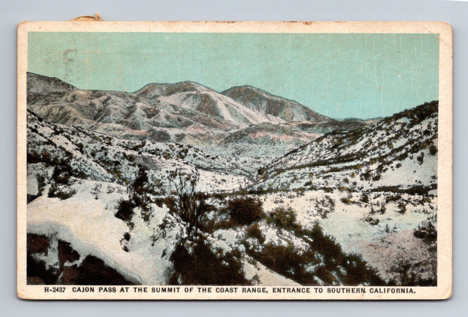 Cajon Pass Summit Coast Range Entrance So California Fred Harvey Postcard c1920