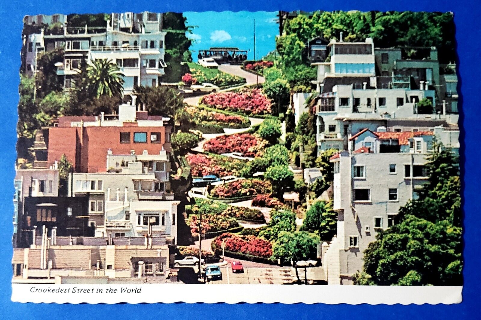 Postcard Lombard Street 60s-70s San Francisco CA Old Cars Crookedest Street B772
