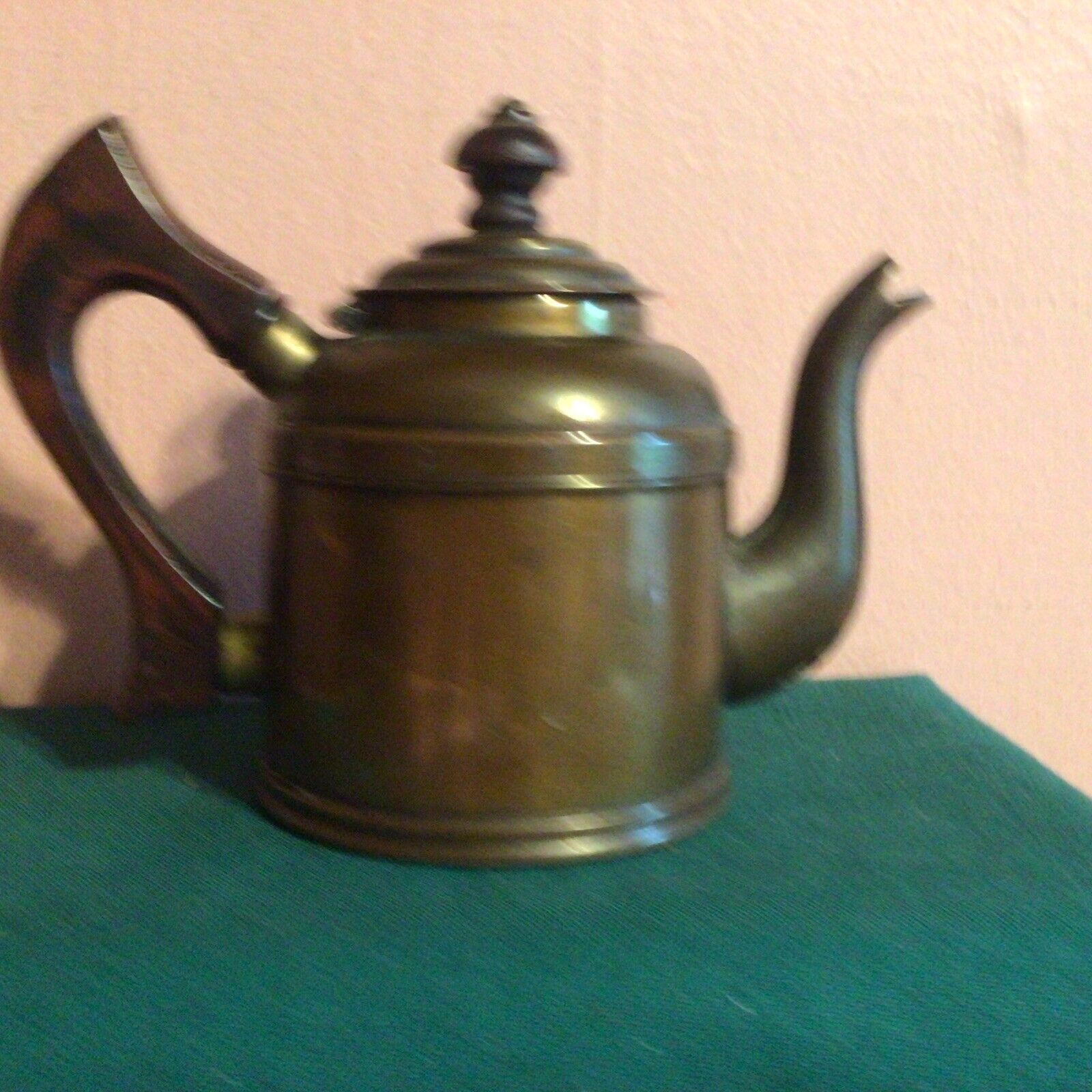 Antique Vintage Majestic Gooseneck Copper Teapot Kettle - Wooden Handle and Knob