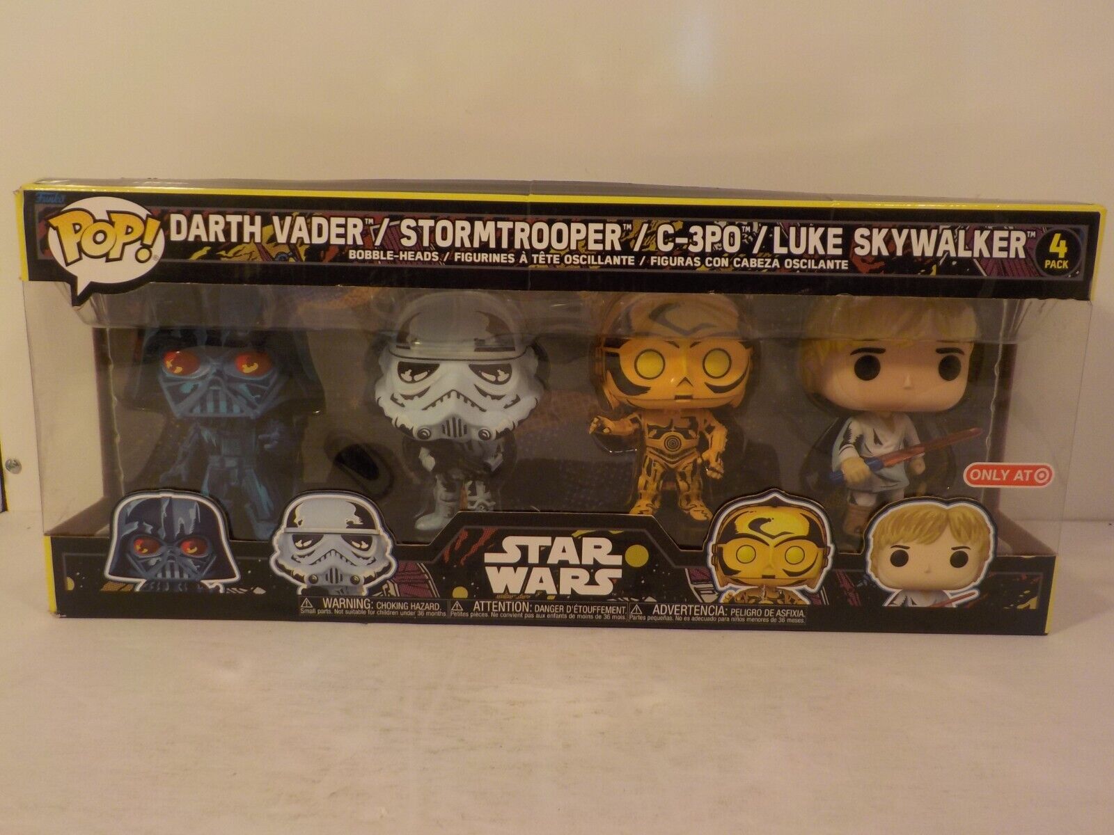 A814 Funko Pop Darth Vader/Stormtrooper/C-3PO/Luke Skywalker 4 Pack Target Excl.