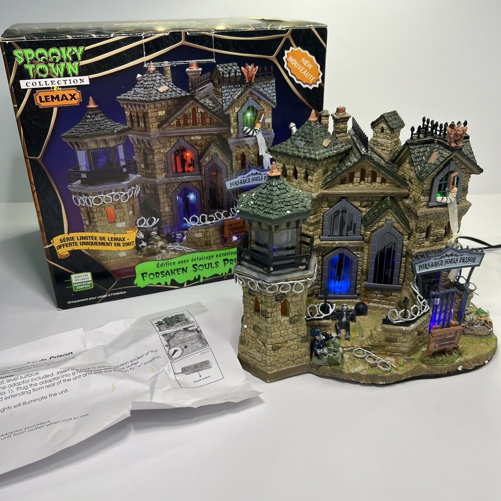 Lemax Spooky Town Forsaken Souls Prison With Extra Power Adapter