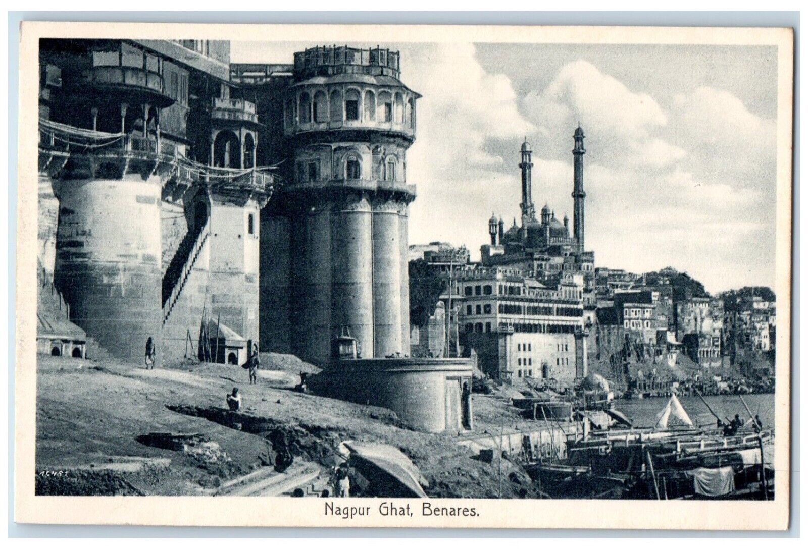 c1910\'s View Of Nagpur Ghat Buildings Benares India Unposted Antique Postcard