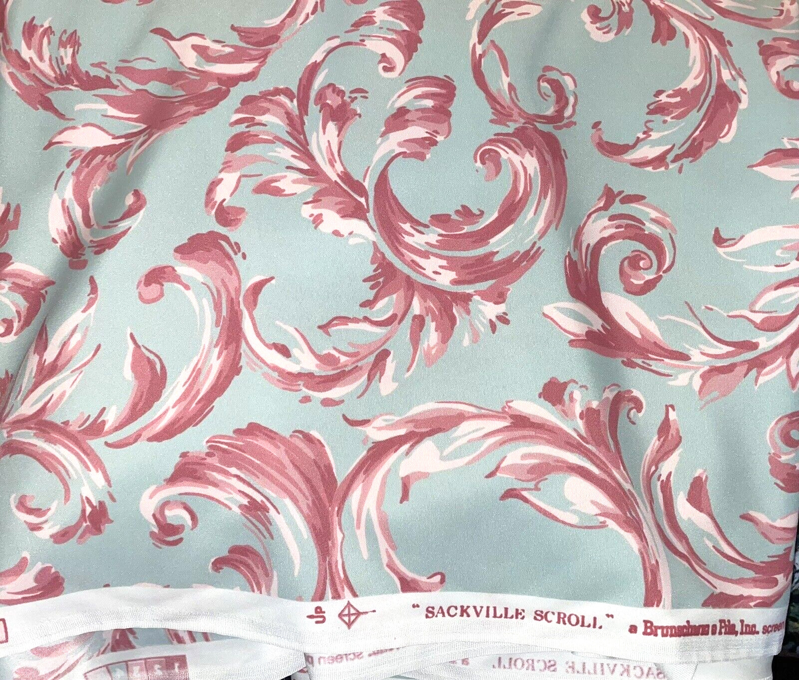 Vintage 1998 Brunschwig Fils “Sackville Scroll* 8.5 Yd Upholstery/Drapery Fabric
