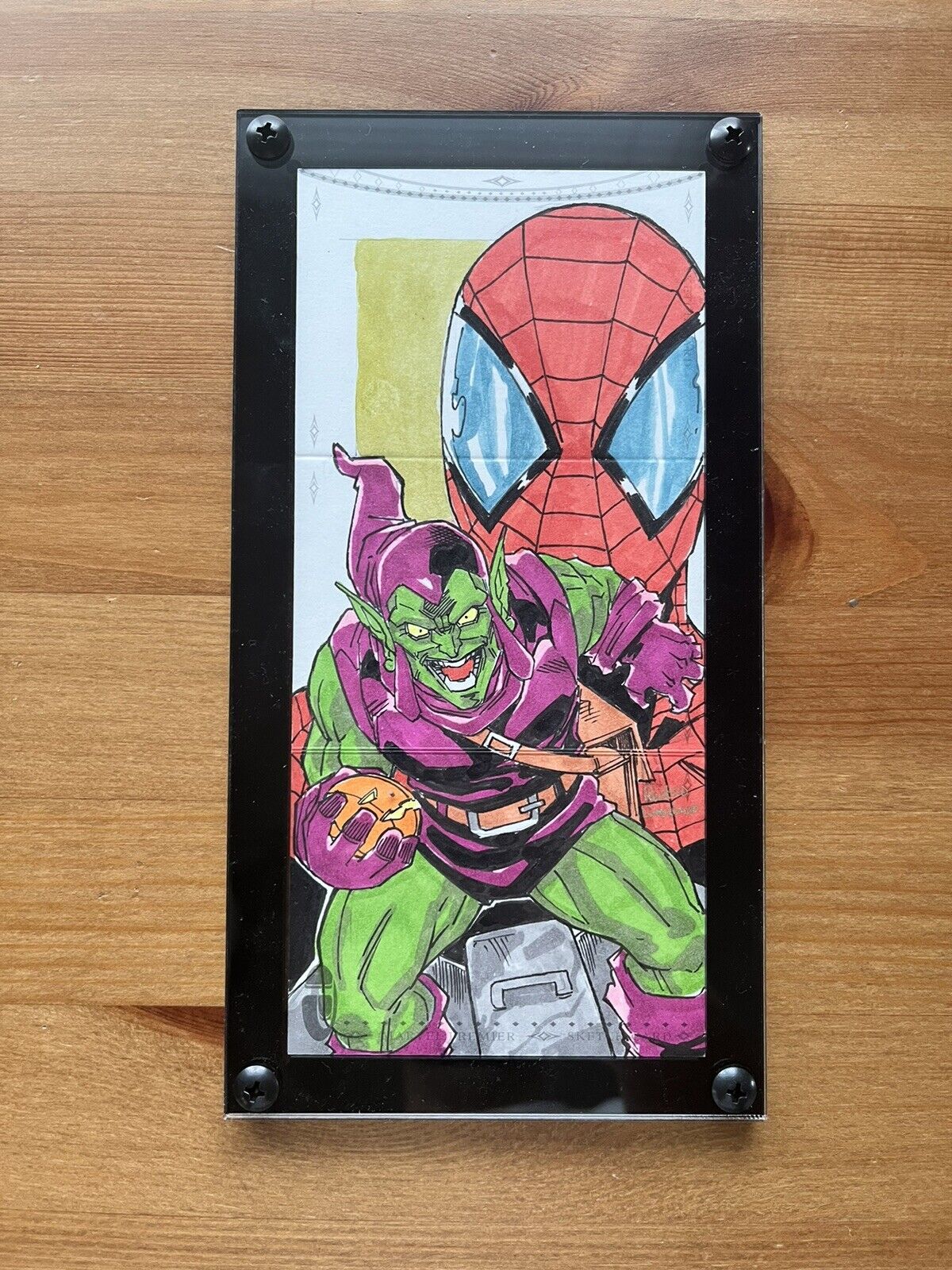 2014 Marvel Premier Triple Panel Spider-Man Sketch Card By Rustico Limosinero
