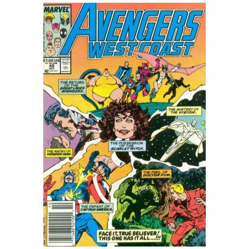 Avengers West Coast #49 Newsstand in NM minus condition. Marvel comics [n;