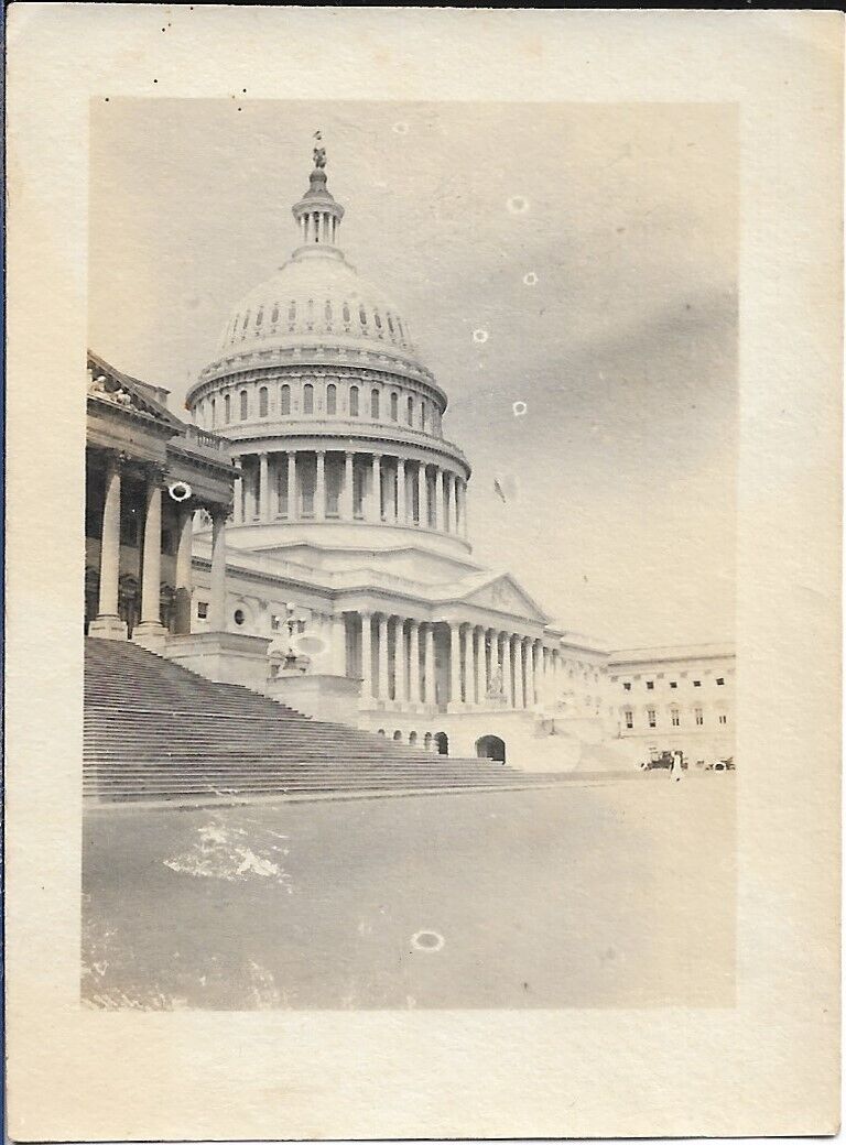 Washington DC Photograph US Capitol Building 1918 America Travel 2 1/2 x 3 1/2