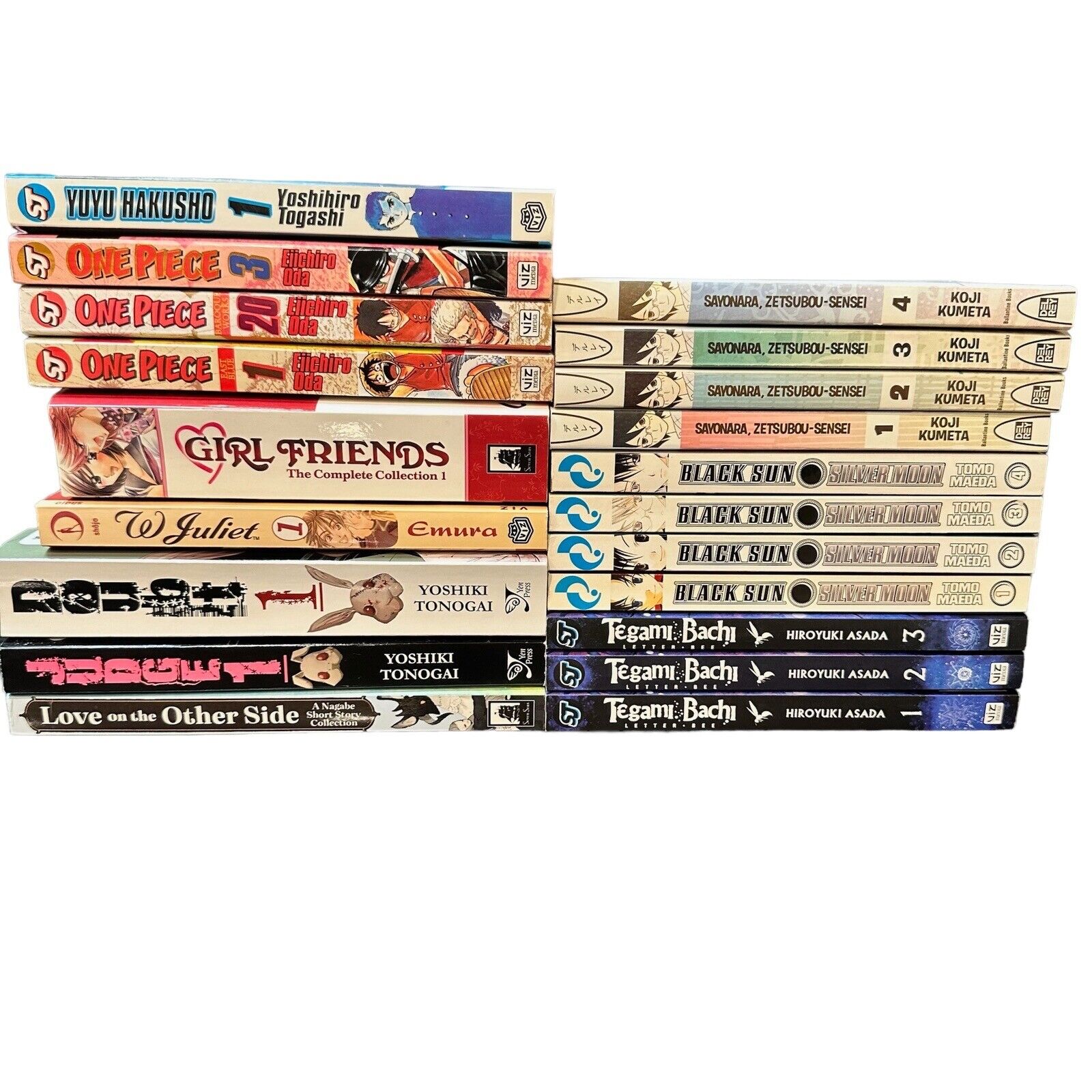 One Piece, Black Sun, Tegami Bachi, Sayonara Zetaubou-Sensei, Manga Book Lot 20
