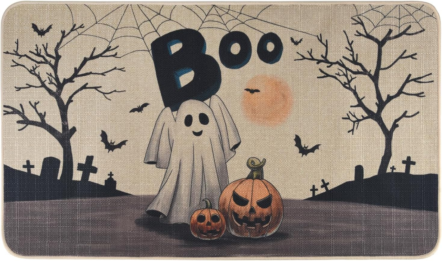 Halloween Doormat 17 * 29 Inches, Spooky Pumpkin Welcome Mat Doorway Halloween F