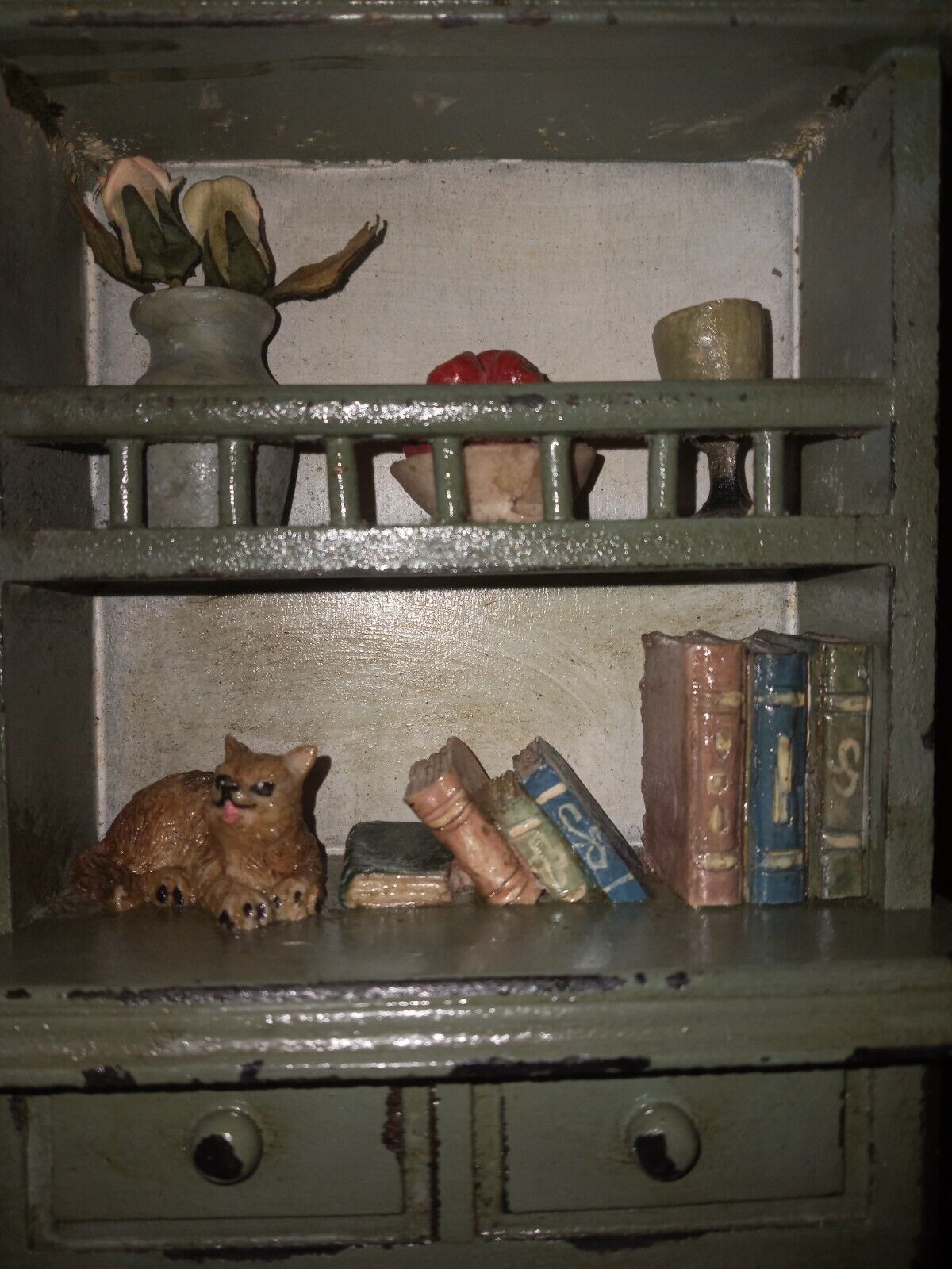 Miniature Vintage Dollhouse Bookshelf