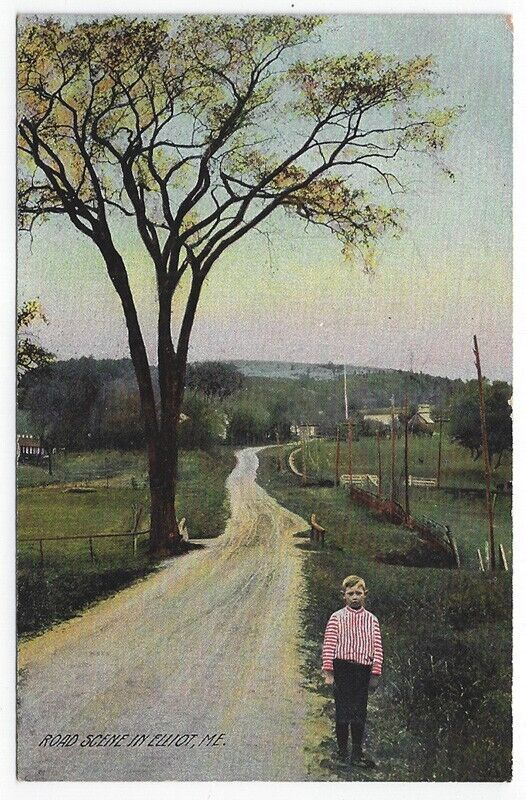 Elliot, Maine, Vintage Postcard Road Scene