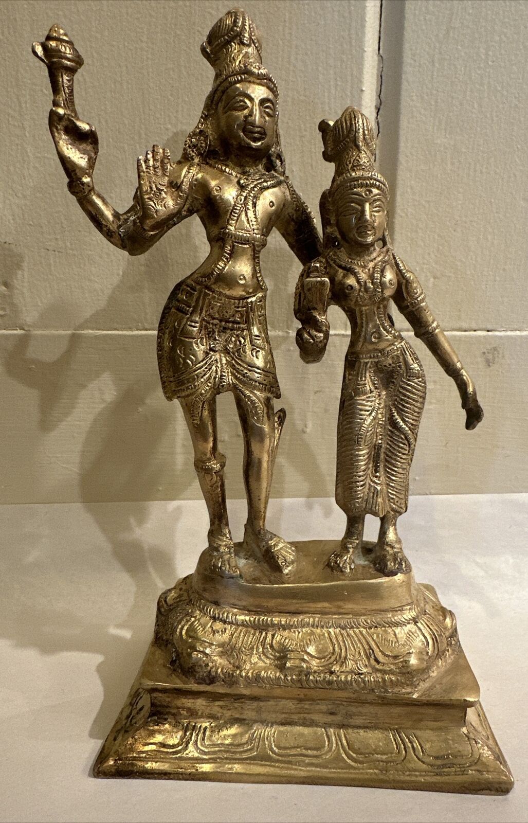 Vintage Antique Brass Krishna Radha God, Goddess Statue Rare Collectible