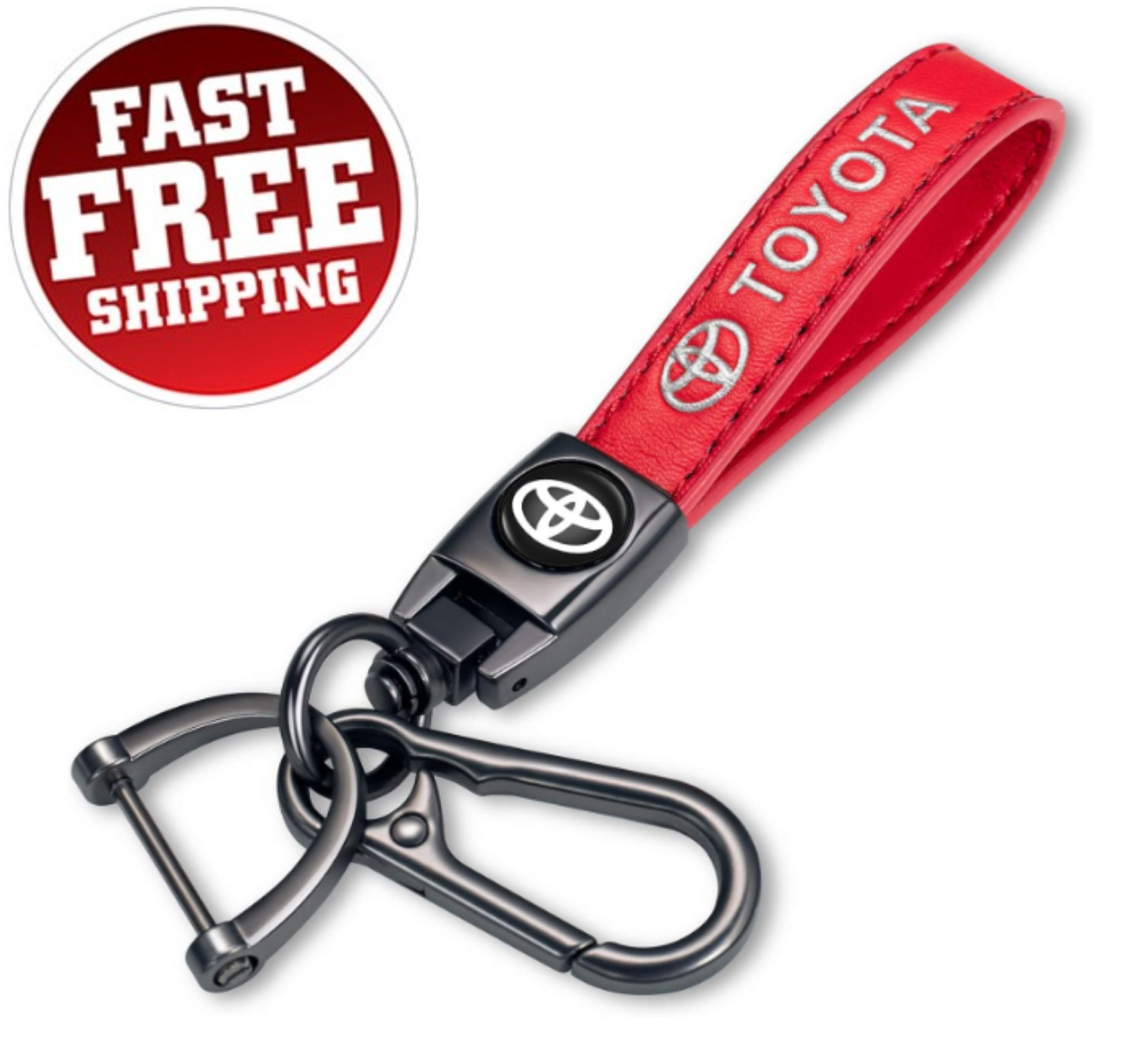Leather Car Key Chain Metal Car Keyring Keychain for Toyota Key Fob Men Women
