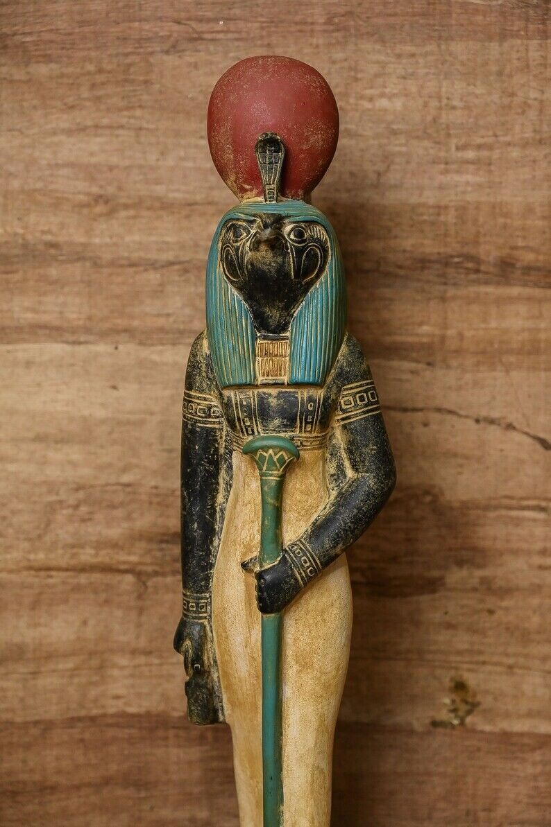 Vintage statue of Egyptian god Horus , Falcon Statuette from Ancient Egypt