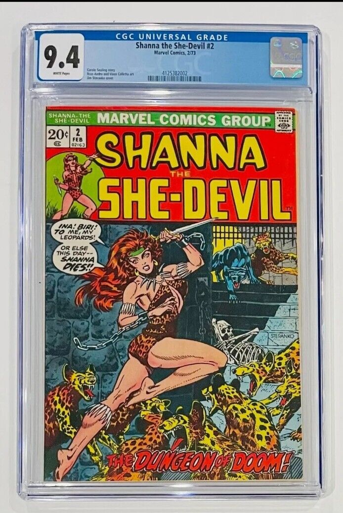 Shanna the She-Devil #2 CGC 9.4 NM WHITE PAGES Jim Steranko Cover Marvel 1973 1