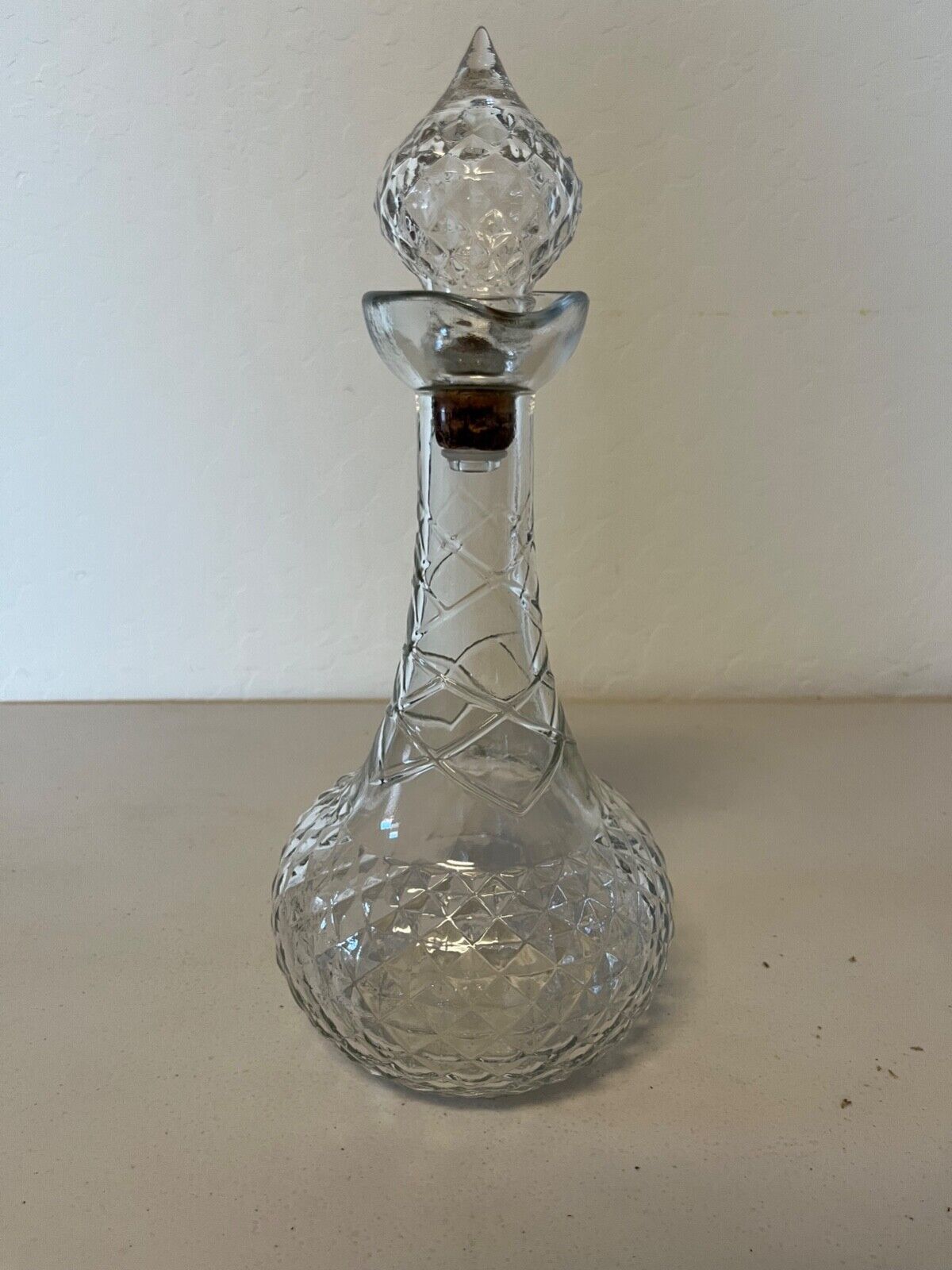 VTG 1950s Smirnoff Vodka Genie Bottle Decanter Clear Glass Stamped R-105 58-56