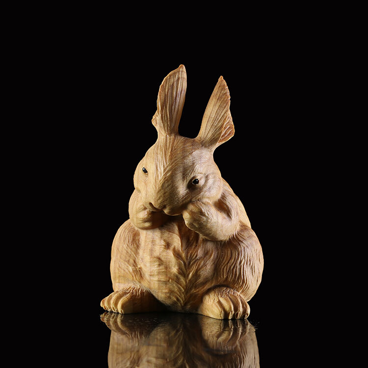 7*4.5*5 CM Carved Boxwood Carving Figurine - Lovely Rabbit