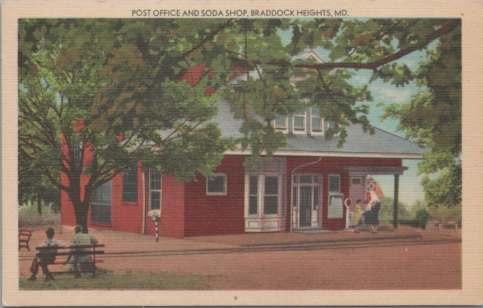 Postcard Post Office and Soda Shop Braddock Heights MD Maryland 