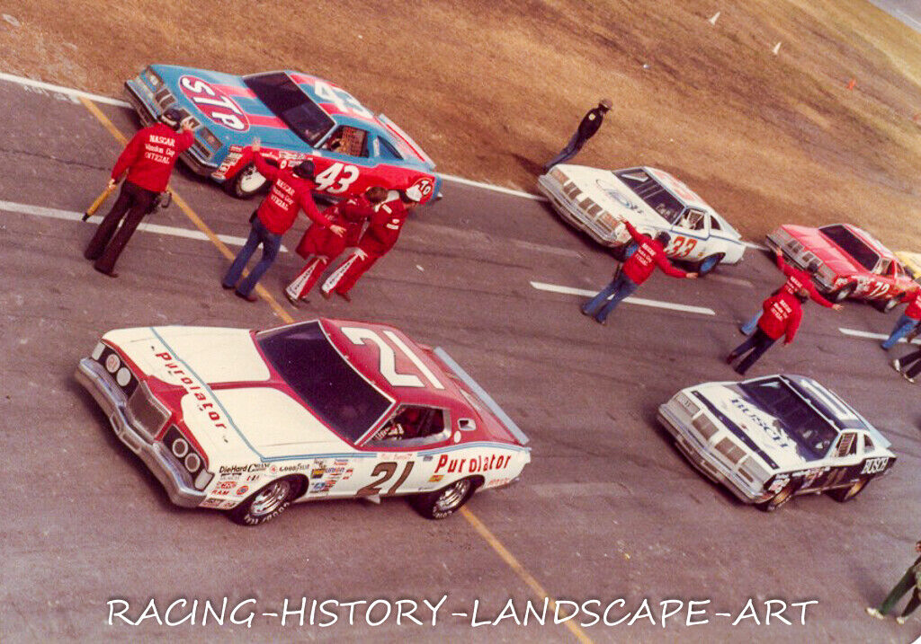 1980 DAYTONA 500 NASCAR 8x10 PHOTO #21 NEIL BONNETT #43 RICHARD PETTY STP OLDS 1