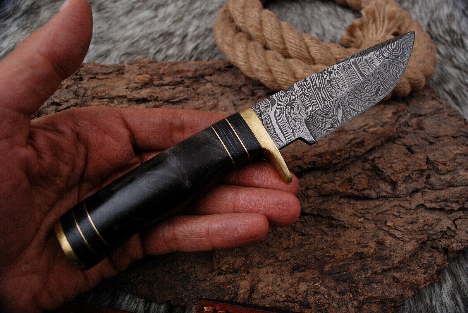 Handmade HAND FORGED DAMASCUS STEEL Hunting KNIFE Fix Blade Knife+sheath tx1745