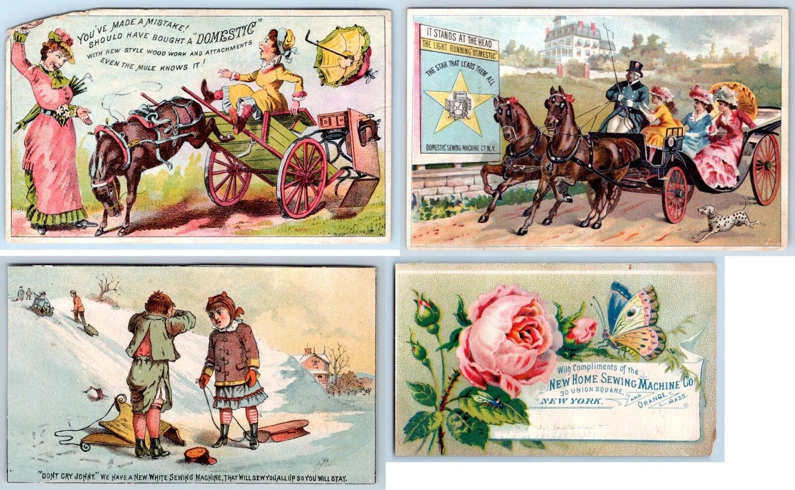 1880\'s LOT/4 SEWING MACHINES VICTORIAN TRADE CARDS CONDITION VARIES #15