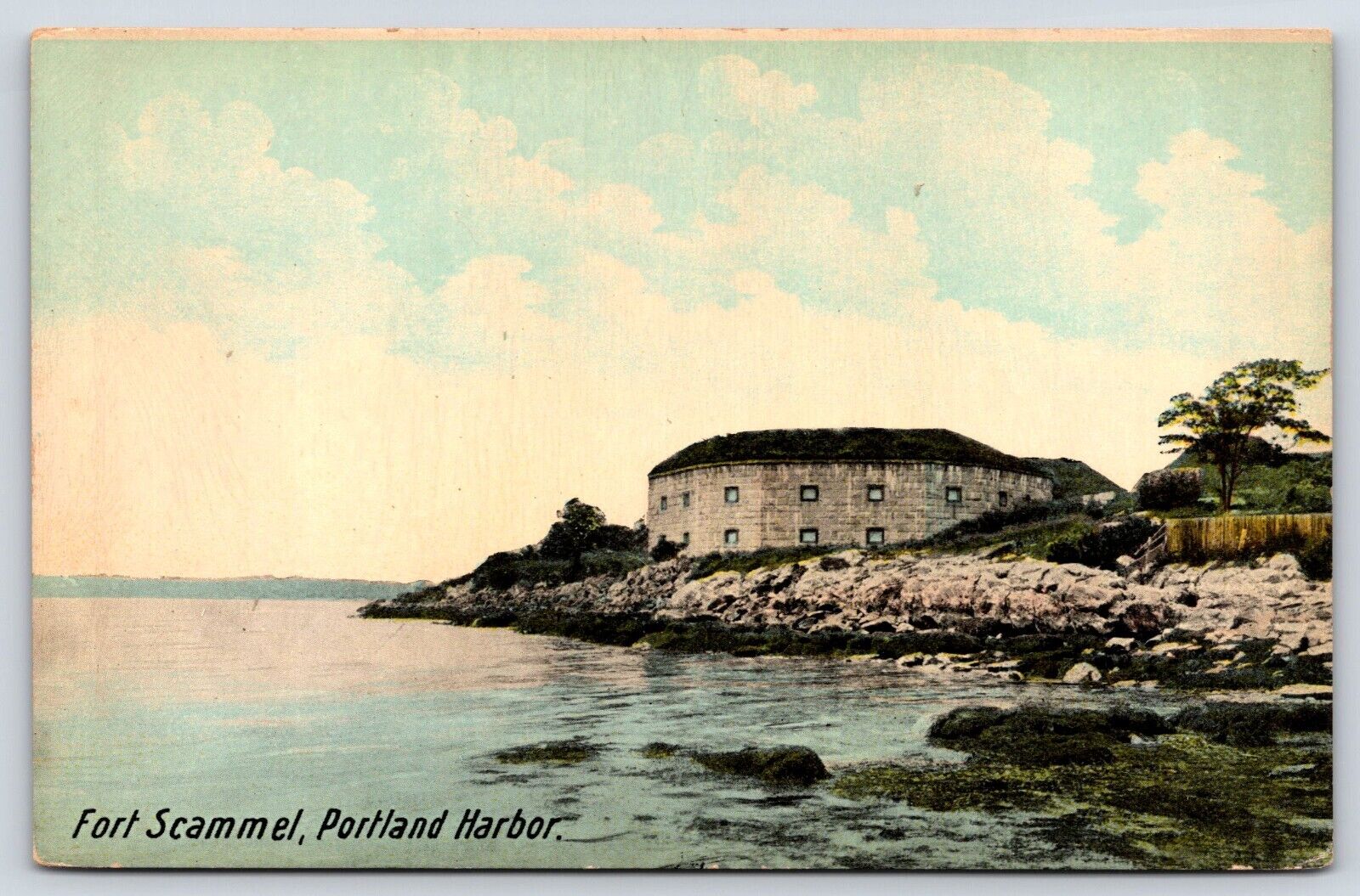 Maine Portland Harbor Fort Scammel Vintage Postcard