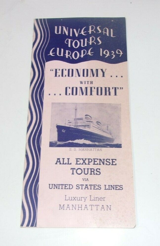 1939 United States Lines SS Manhattan Steamer Ship vintage Travel Tours Booklet