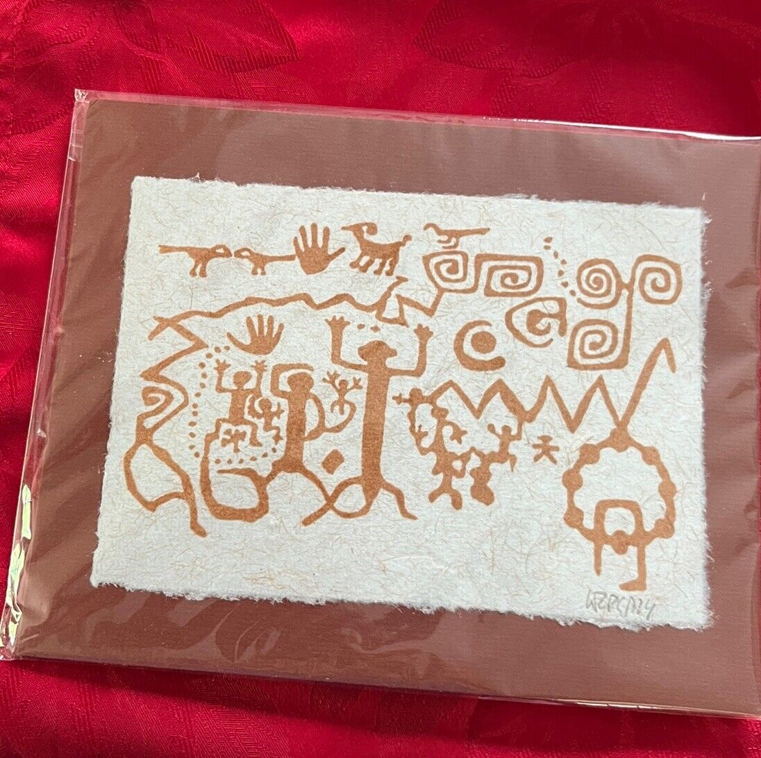 Mesa Verde Petroglyph Reproduction Art Handcrafted Jute & Recycle Paper 10\