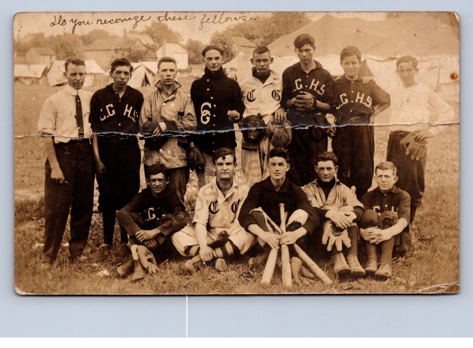 J99/ Columbus Grove Ohio RPPC Postcard c1910 High School Baseball Team 230