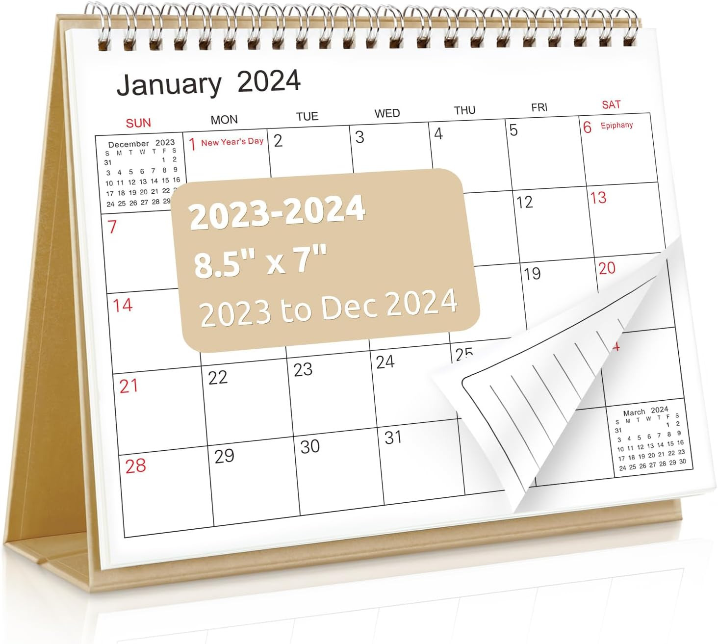 SKYDUE Calendar 2023-2024, Small Standing Desk Calendar, from Oct.2023 to Dec.20