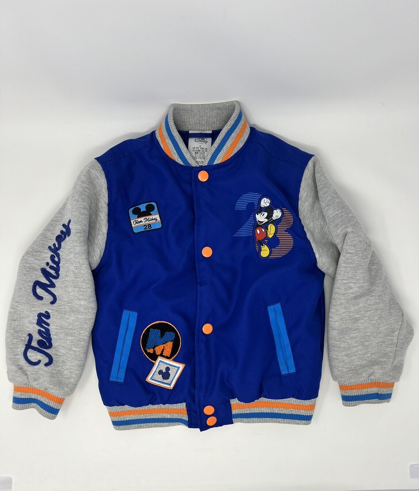 Mickey Mouse Disney Bomber Jacket Toddler 4 Years, 4T, Blue Letterman