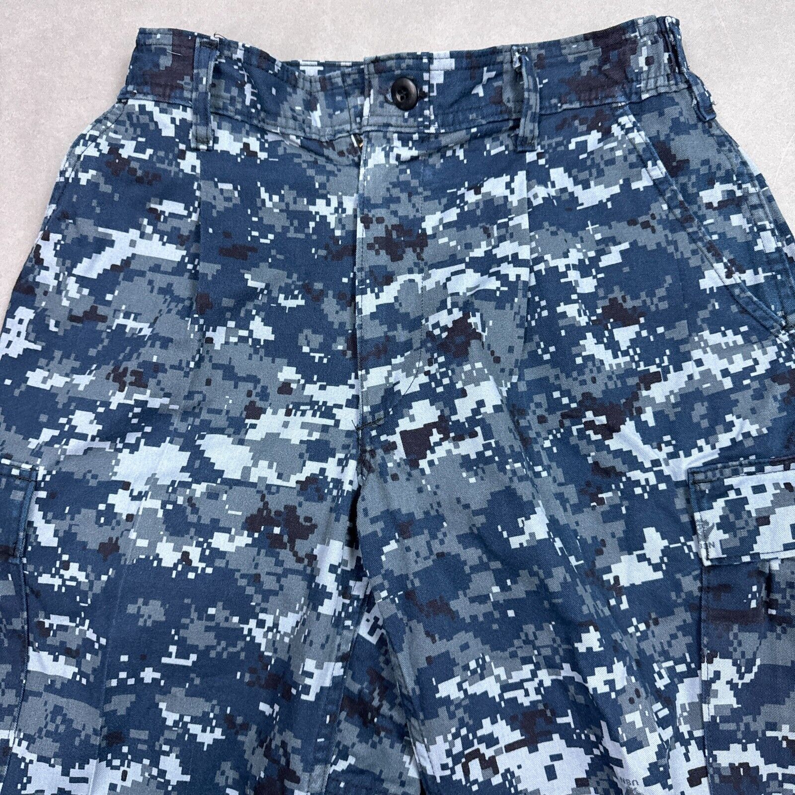 US Navy Pants Mens Small Blue Digicam Water Camo USN Trouser Cargo Military Work