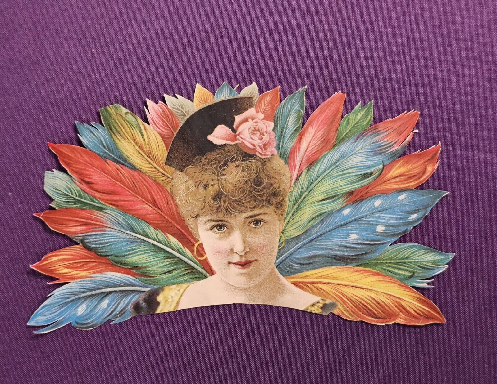 Fabulous Feathers Original Antique Victorian Paper Die Cut