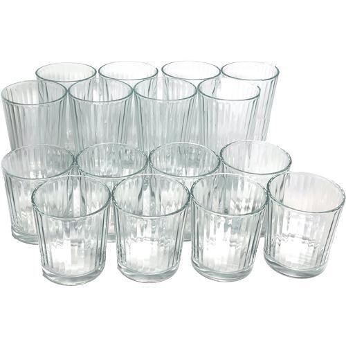 Gibson 127043.16 Moonstone 16-Piece Double Old Fashion And Tumbler Glassware Set