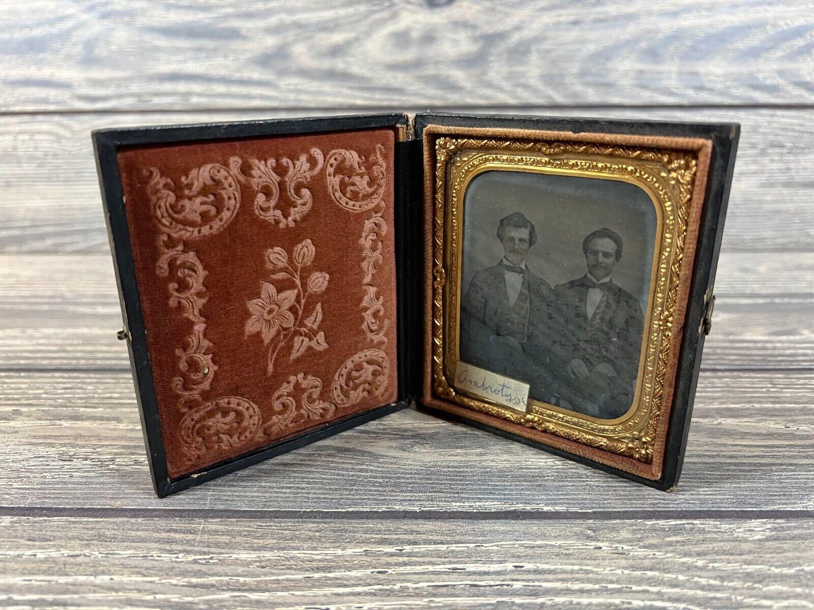 Antique Ambrotype Photograph 1 / 6th Plate Two Men Sitting