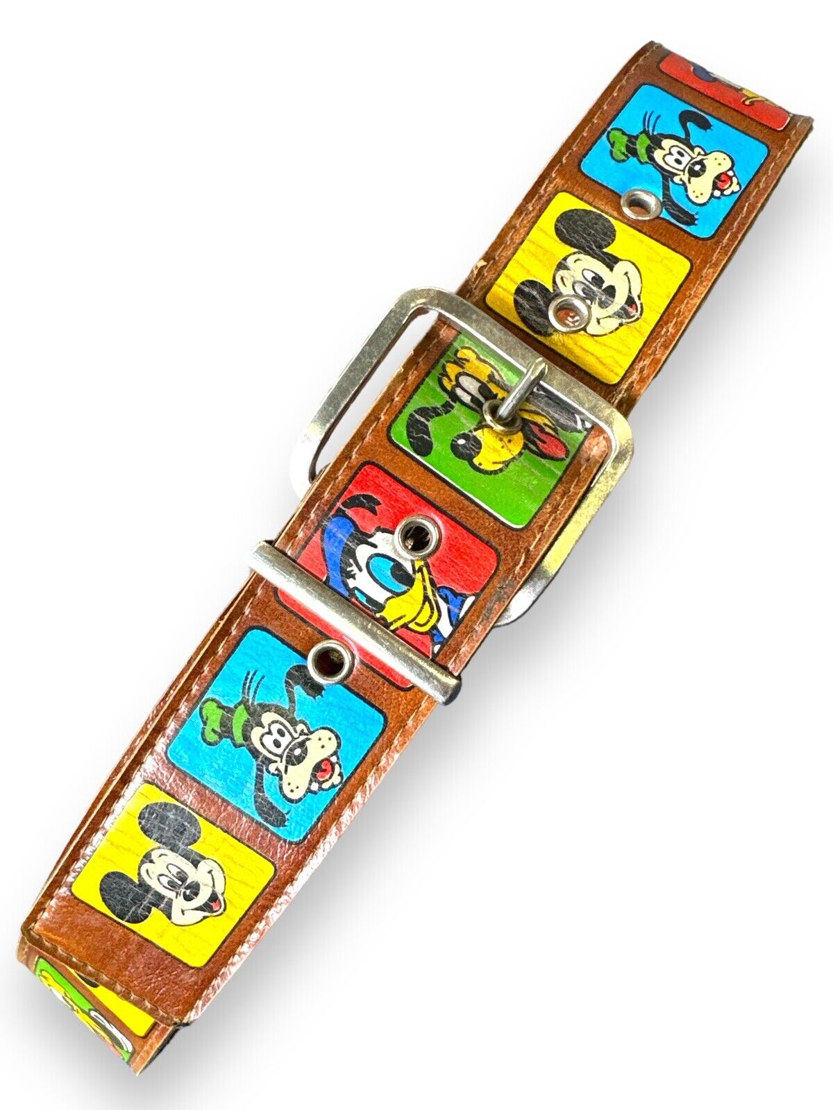 Vintage Disney Mickey And Friends Leather Children’s Belt Mickey Goofy Donald 