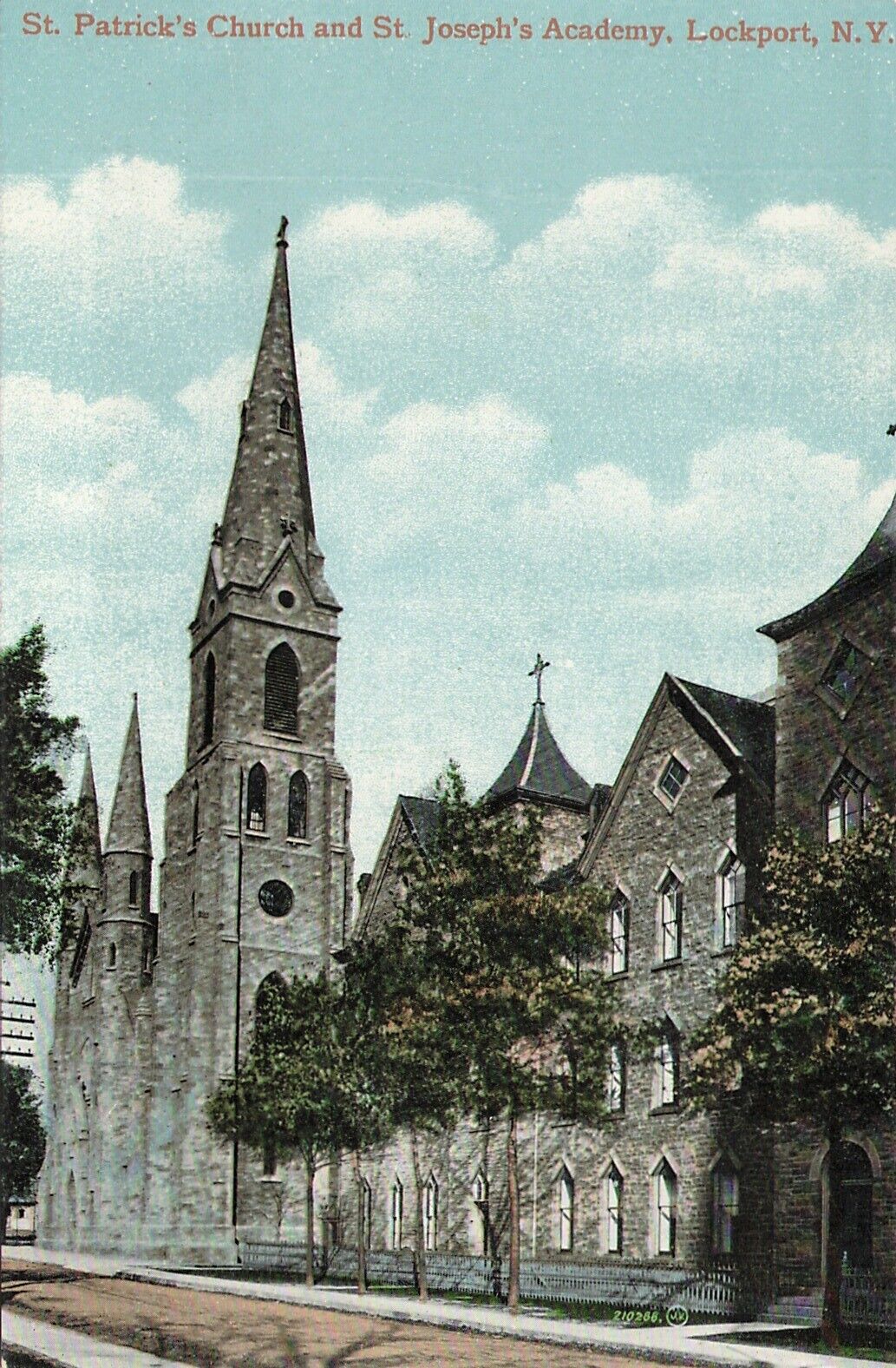 St. Patrick’s Church And St. Joseph’s Academy Lockport New York 1910s Postcard