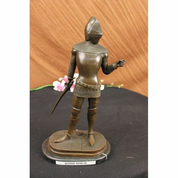 Handmade bronze sculpture Art Warrior Knight Armor Base Marble Base Figure Sale