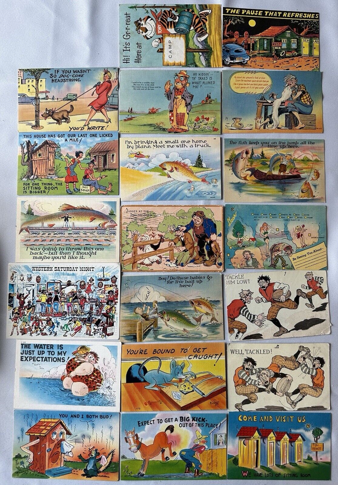 Vintage Colorful Humorous Postcards Lot Of 20