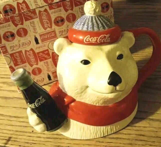 Enesco Coca Cola  Bear Head Cookie Jar New in Box Collectible, Vintage ,keepsake