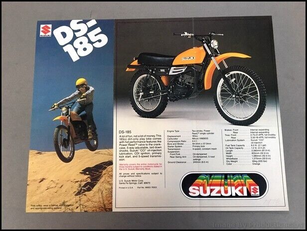 1978 Suzuki DS-185 DS-80 DS-100 Motorcycle Bike Vintage Sales Brochure Folder