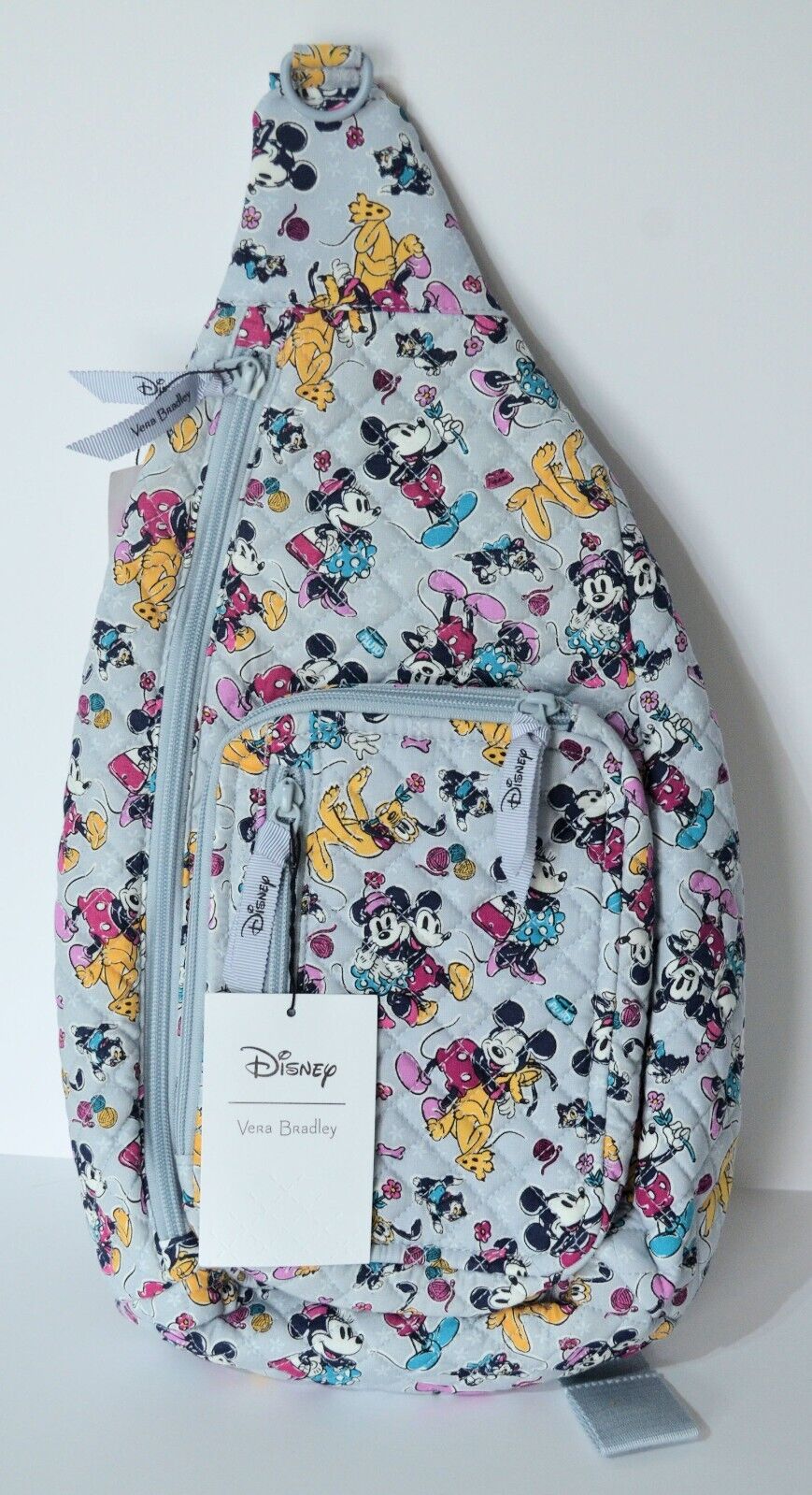 New Vera Bradley Disney Mickey Mouse Family Fun Gray Sling Bag NEW